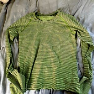 Green striped long sleeve swiftly tech